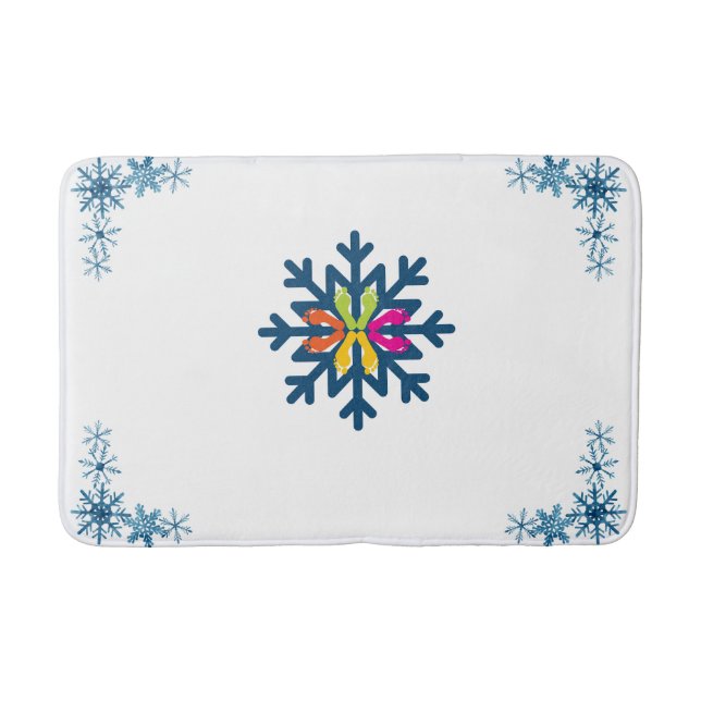 Tapete De Banheiro Snowflakes Pattern Bathmat (Frente)