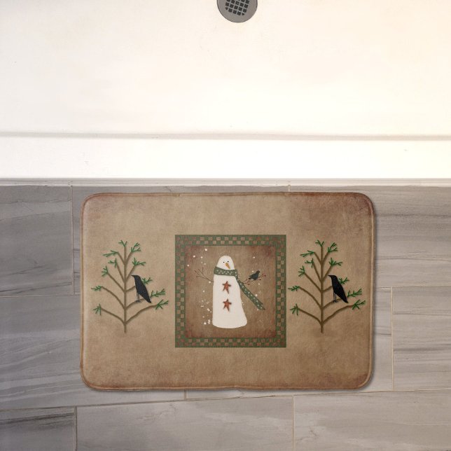 Tapete De Banheiro Snowman Com Crow Bath Mat (Criador carregado)