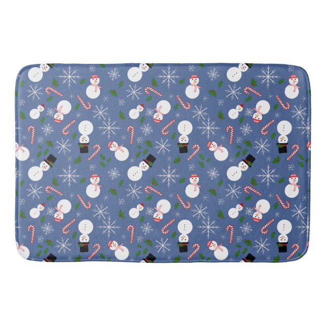 Tapete De Banheiro Snowman Snowflake Winter Holiday Bathmat (Frente)