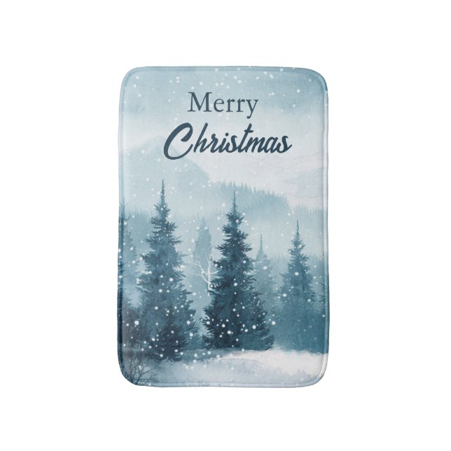 Tapete De Banheiro Snowy Christmas Trees  (Frente Vertical)