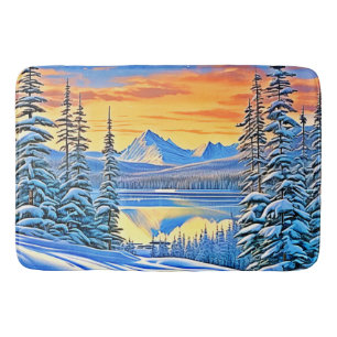 Tapete De Banheiro Snowy Mountain Sunset Glow