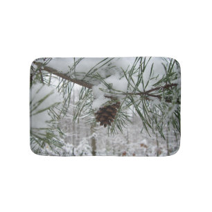 Tapete De Banheiro Snowy Pine Branch Winter Nature Fotografia