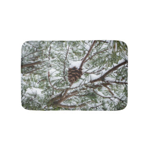 Tapete De Banheiro Snowy Pine Cone II Fotografia de inverno