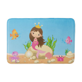 Tapete De Banheiro Sob a esteira de banho da sereia do mar
