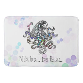 Tapete De Banheiro Sob a linha do mar, polvo de rabo com bolhas