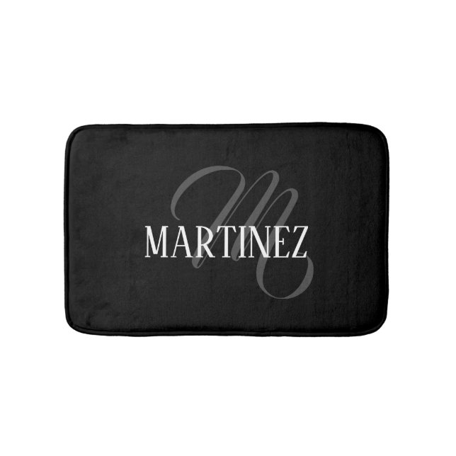 Tapete De Banheiro Sobrenome Personalizado Elegante Preto | Nome (frente)
