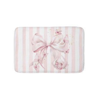 Tapete De Banheiro Soft Pink Bow with Butterflies
