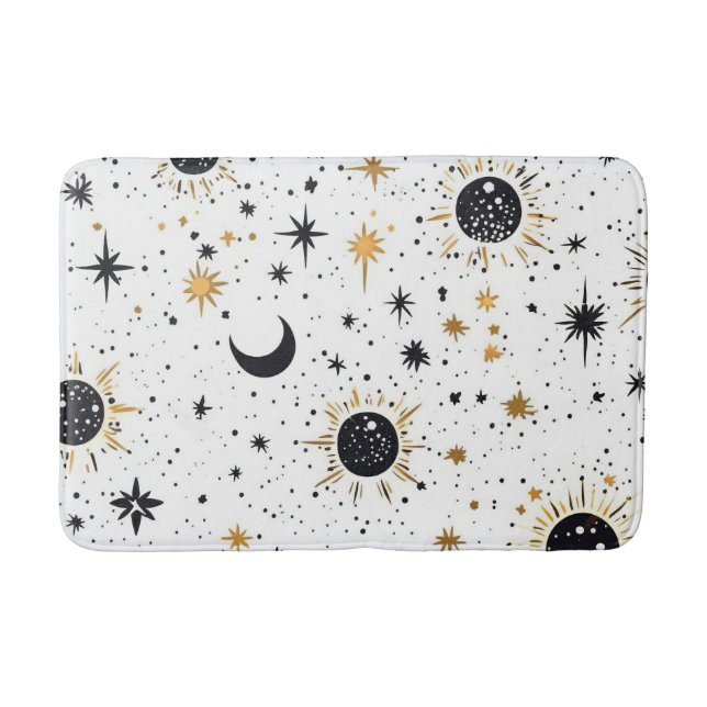 Tapete De Banheiro Sol Lua Estrelas Preto e Dourado (Frente)