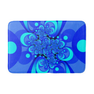Tapete De Banheiro Sombras da Arte Fractal Abstrato Moderna Azul