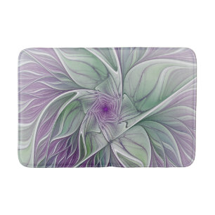 Tapete De Banheiro Sonho da flor, arte verde roxa abstrata do Fractal