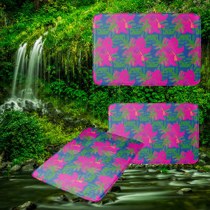 Tapete De Banheiro Sonhos de Floresta Tropical Hibisco Verde Azul Ros