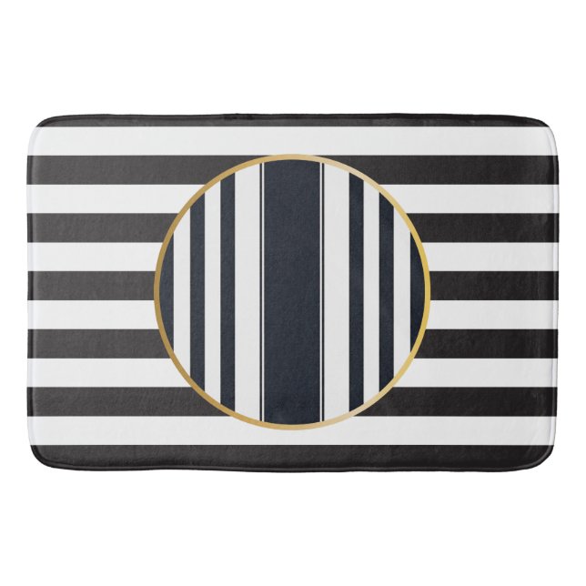 Tapete De Banheiro Sophisticated modern black and white Bath Mat (Frente)