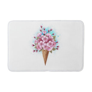Tapete De Banheiro Sorvete Waffle Rosa Sakura Cone