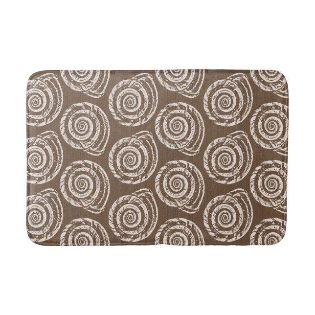 Tapete De Banheiro Spiral Seashell Block Impressão, Taupe Tan e Cream (Frente)