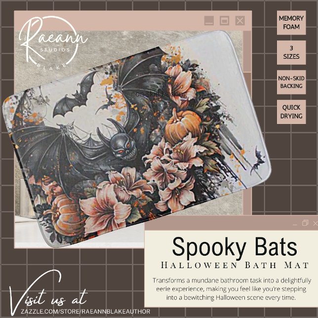 Tapete De Banheiro Spooky Bats Halloween Mat (Criador carregado)