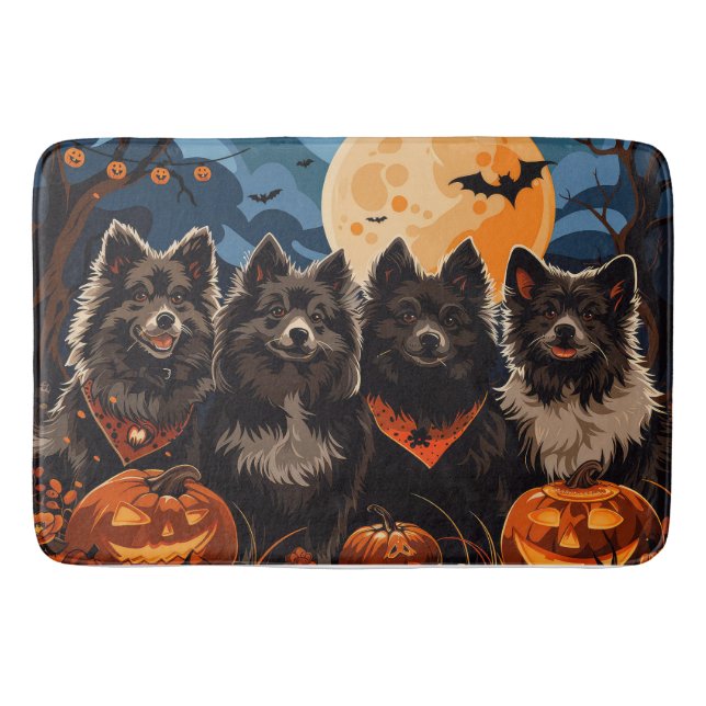 Tapete De Banheiro Spooky Finlandês do Halloween Lapphund (Frente)