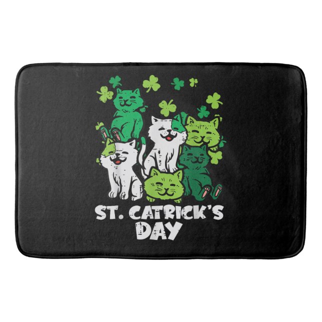 Tapete De Banheiro St Patricks Catricks Day Cats Saint Pattys (Frente)