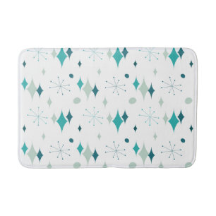 Tapete De Banheiro Starburst Meio século moderno padrão Teal Aqua