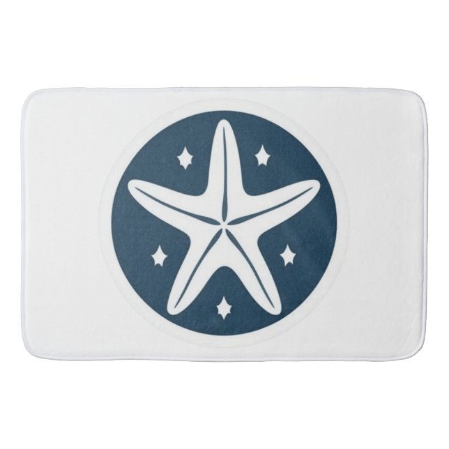 Tapete De Banheiro Starfish com estrelas brancas (Frente)