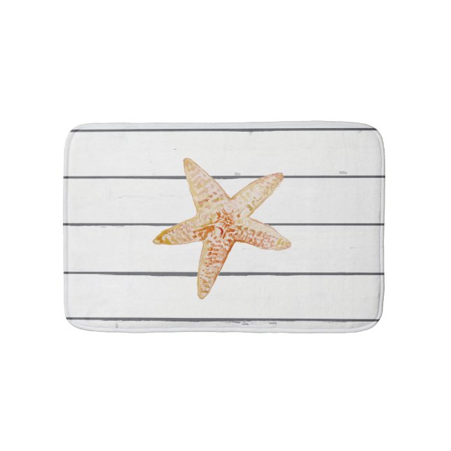 Tapete De Banheiro Starfish Shiplap Beach Painting Bath Mat (frente)