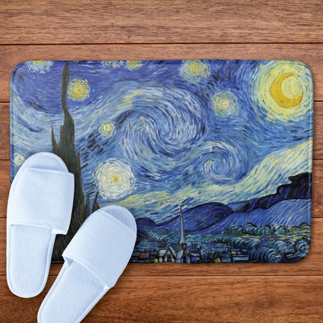 Tapete De Banheiro Starry Night Crescent Moon Van Gogh (Criador carregado)