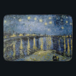 Tapete De Banheiro Starry Night Vincent van Gogh<br><div class="desc">Algodão em Cordeville. Vincent Willem van Gogh. Paisagem noturna em tons azuis e amarelos escuros. Há uma ponte sobre o rio. No primeiro plano,  um homem e uma mulher caminham pelo cais. As estrelas estão brilhando no céu. Reprodução de famosas imagens de arte no dominio público.</div>