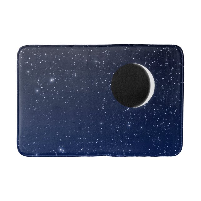 Tapete De Banheiro Starry Sky e Crescent Moon, Azul Profundo a Preto (Frente)