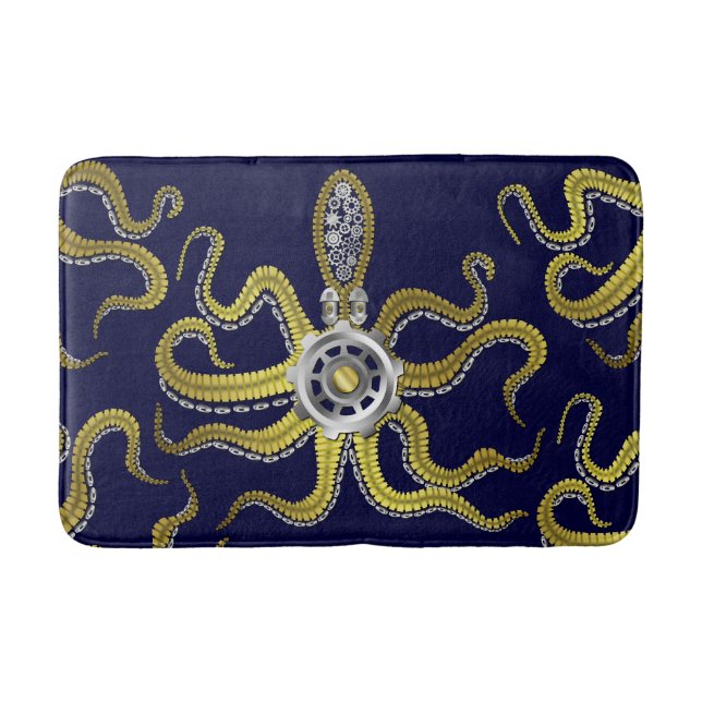 Tapete De Banheiro Steampunk alinha o metal Kraken do polvo (Frente)