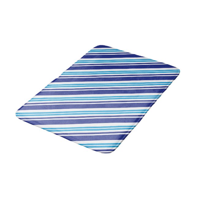 Tapete De Banheiro Stripe de menta Azul (Angulado)