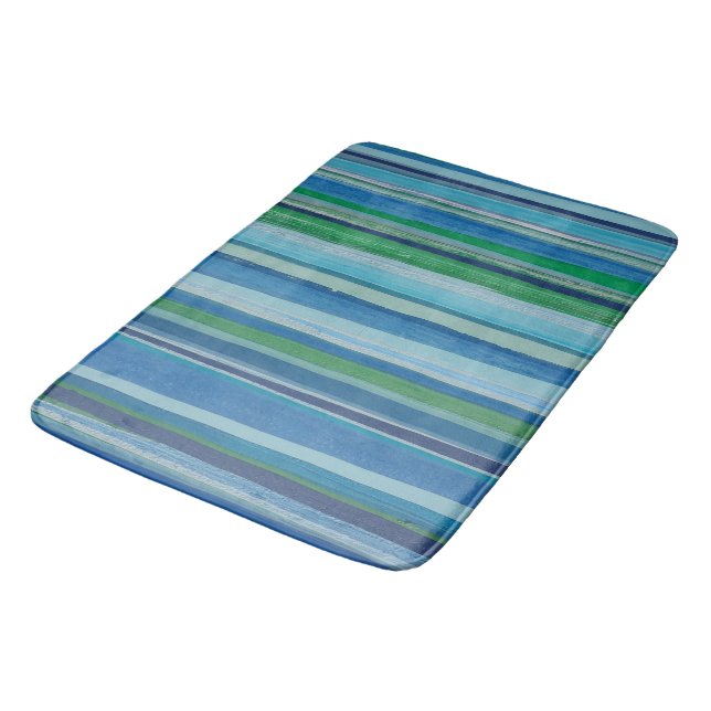 Tapete De Banheiro Stripe Pintado em Blues e Verdes (Angulado)