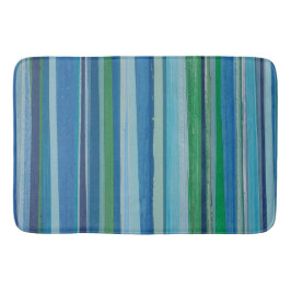 Tapete De Banheiro Stripe Pintado em Blues e Verdes