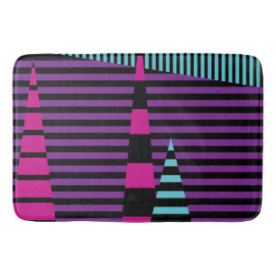 Tapete De Banheiro Stripes em tiras - Rosa, Roxo, Azul e Preto