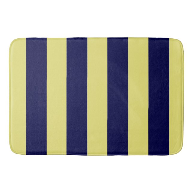 Tapete De Banheiro Stripes in Navy Blue and Yellow (Frente)