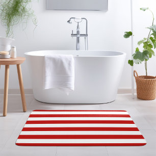 Tapete De Banheiro Stripes Vermelhas e Brancas   Cores editáveis