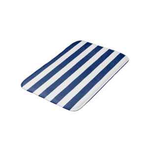 Tapete De Banheiro Strips Real Azul e Brancos