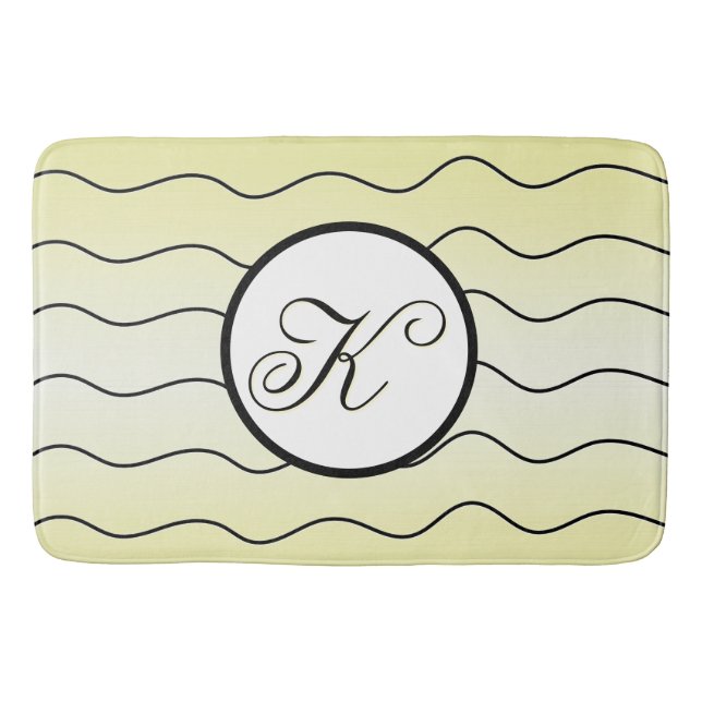 Tapete De Banheiro Stylish Lemon Zest Yellow Family Surname Initial (Frente)