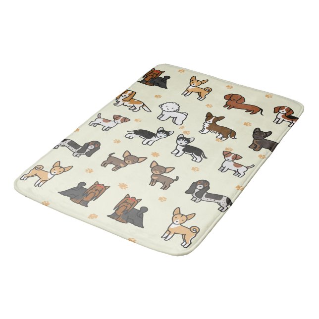 Tapete De Banheiro Suave Espuma de Memória Luxuosa, Cães (Angulado)