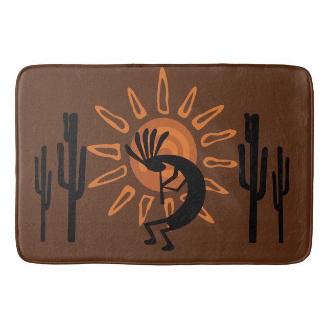 Tapete De Banheiro Sudoeste Kokopelli Sun Rustic Bath Mat (Frente)