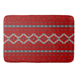 Tapete De Banheiro Sudoeste Mesas Vermelho e Turquesa Grande