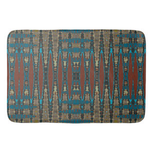 Tapete De Banheiro Sudoeste Rust Brown Teal Mosaico Zigzag Moderno