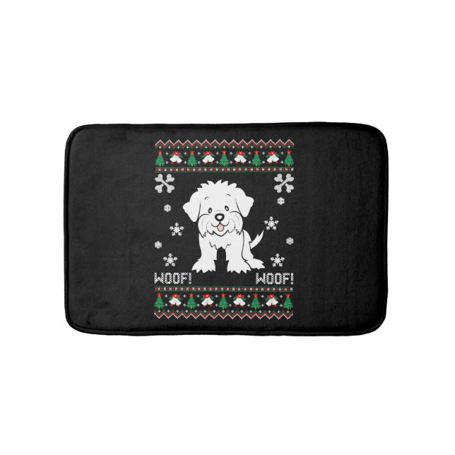 Tapete De Banheiro Suéter de Natal Feio Maltês (frente)