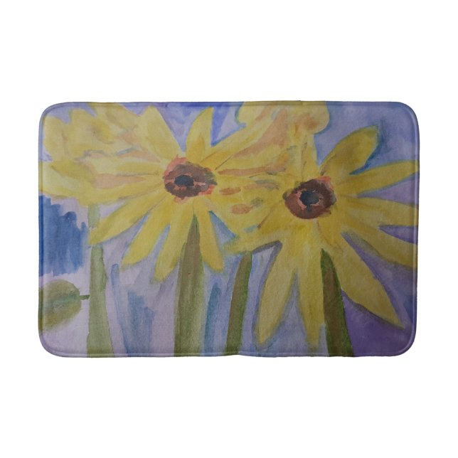 Tapete De Banheiro Summer Amarelo Sunflower Bath Mat (Frente)