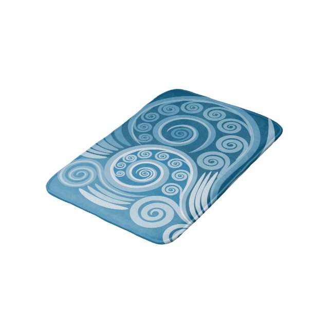 Tapete De Banheiro Summer Blue Curly Swirls Mat (Angulado)