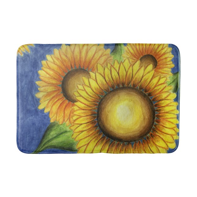 Tapete De Banheiro Sunflower Bath Bathroom Mat Rug Gift (Frente)