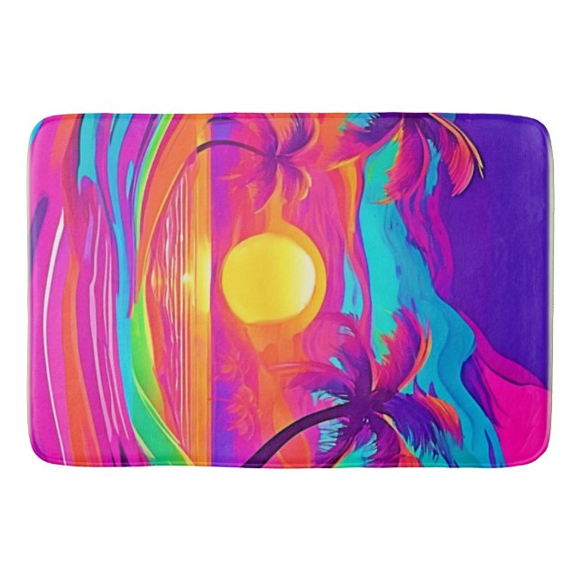 Tapete De Banheiro Sunset Azul e Laranja (Frente)