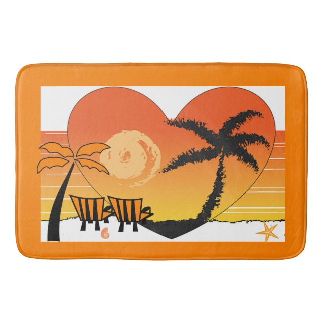 Tapete De Banheiro Sunset Beach Bath Mat Orange (Frente)