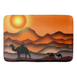 Tapete De Banheiro Sunset Desert Camels Bath Mat