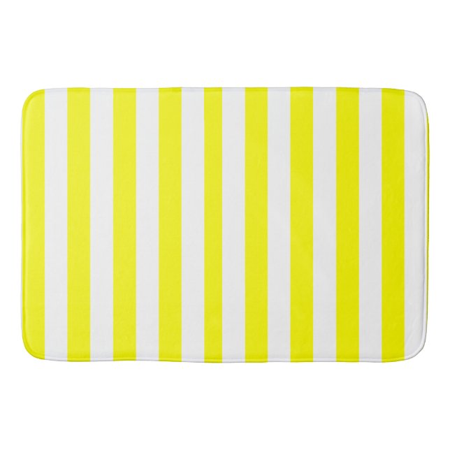 Tapete De Banheiro Sunshine Yellow and White Striped Print (Frente)