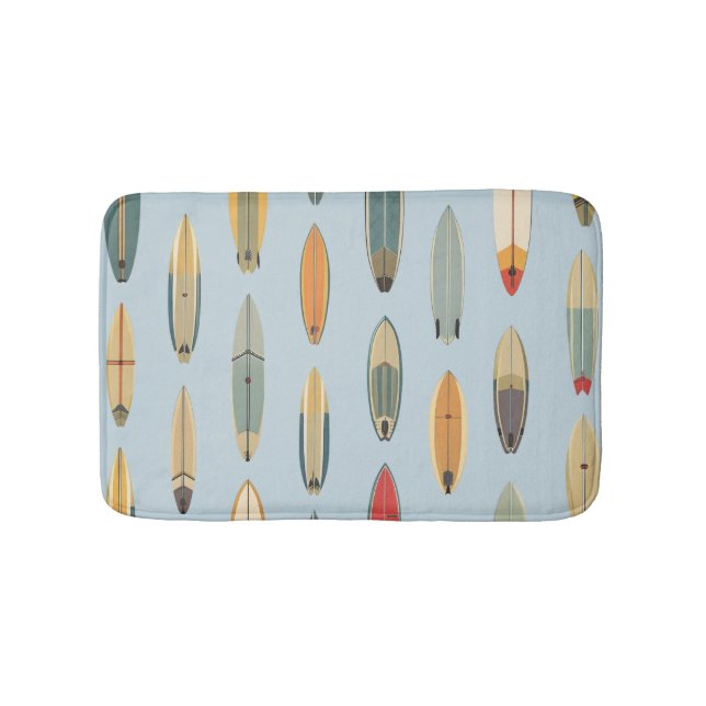 Tapete De Banheiro Surf Life - Retro Coastal Blue Surfboard Print (frente)