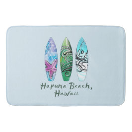Tapete De Banheiro Surfboards Hapuna Beach Hawaii Watercolor